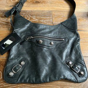 Balenciaga Black Motocross Agneau Giant Hobo Bag